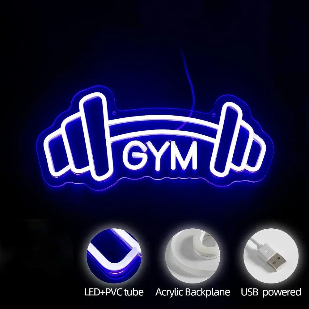 Неоновая вывеска в форме штанг – обзор и цена Home Gym Neon Sign